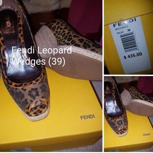 Fendi Wedge Espadrilles Leopard Logo